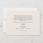 Minimalistische moderne bruiloft flat dank u kaart (Achterkant)