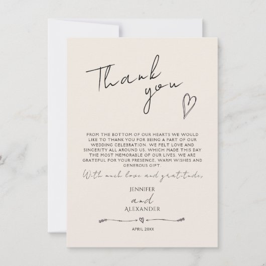 Minimalistische moderne bruiloft flat dank u kaart (Voorkant)