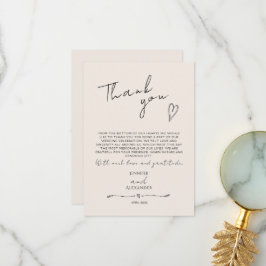 Minimalistische moderne bruiloft flat dank u kaart