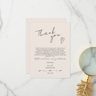 Minimalistische moderne bruiloft flat dank u kaart