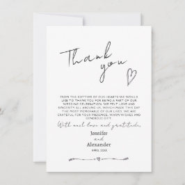 Minimalistische moderne bruiloft flat dank u kaart