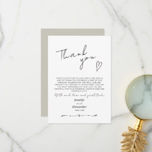 Minimalistische moderne bruiloft flat dank u kaart