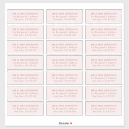 Minimalistische moderne bruiloft gast Adresetikett Sticker