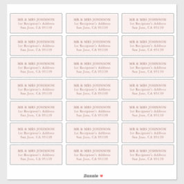 Minimalistische moderne bruiloft gast Adresetikett Sticker