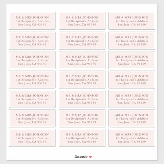 Minimalistische moderne bruiloft gast Adresetikett Sticker (Vel)