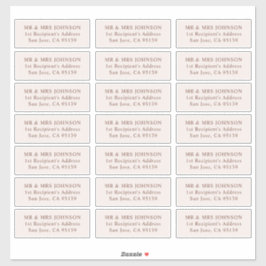 Minimalistische moderne bruiloft gast Adresetikett Sticker