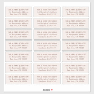Minimalistische moderne bruiloft gast Adresetikett Sticker