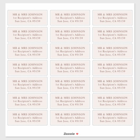 Minimalistische moderne bruiloft gast Adresetikett Sticker (Vel)