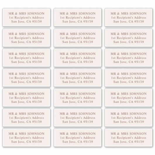 Minimalistische moderne bruiloft gast Adresetikett Sticker (Voorkant)