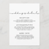 Minimalistische moderne bruiloft gast informatieka informatiekaartje (Voorkant)