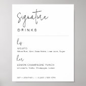 Minimalistische moderne bruiloft handtekening Drin Poster (Voorkant)