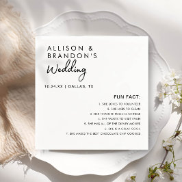 Minimalistische moderne bruiloft leuke feiten servet