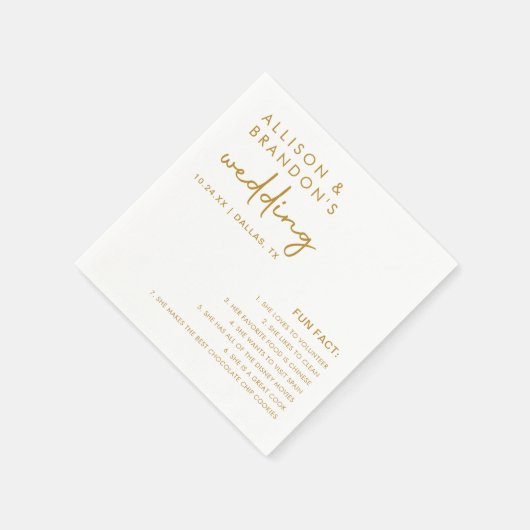 Minimalistische moderne bruiloft leuke feiten servet (Hoek)