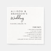 Minimalistische moderne bruiloft leuke feiten servet (Voorkant)