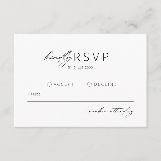 Minimalistische moderne bruiloft RSVP Informatiekaartje (Voorkant)