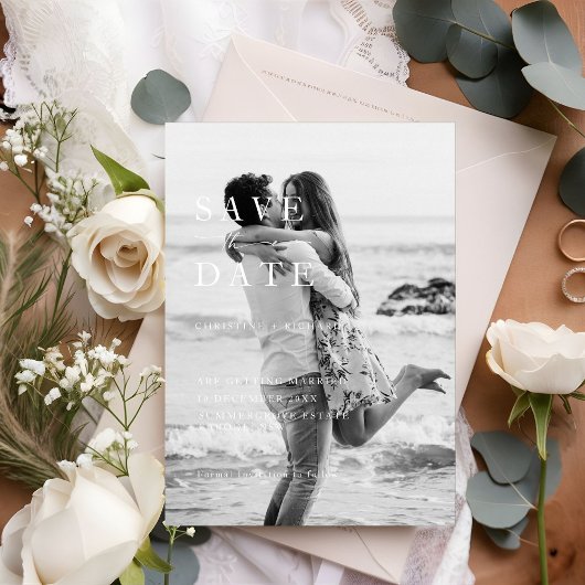Minimalistische moderne bruiloft Save the Date