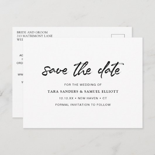Minimalistische moderne bruiloft Save the Date Aankondigingskaart (Voorkant / Achterkant)