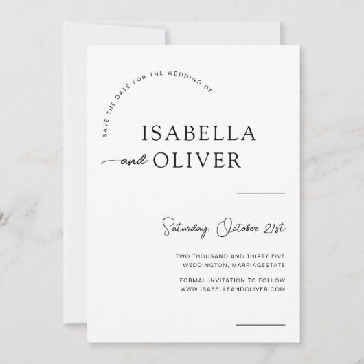 Minimalistische moderne bruiloft Save the Date Kaart (Voorkant)