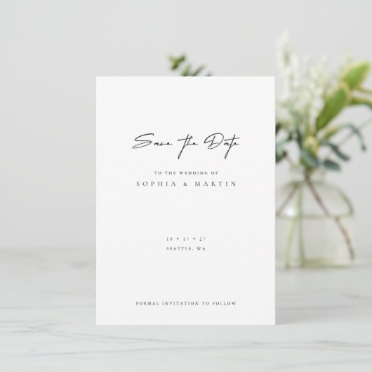 Minimalistische Moderne bruiloft sparen de Kaart v (Staand voorkant)