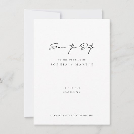 Minimalistische Moderne bruiloft sparen de Kaart v (Voorkant)