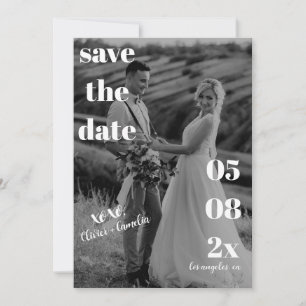 MINIMALISTISCHE MODERNE BRUILOFT ZWART-WIT SAVE THE DATE