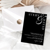 Minimalistische moderne bruiloft zwarte foto kaart