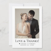 Minimalistische Moderne Bruiloften Hart Liefde & D Bedankkaart (Voorkant)