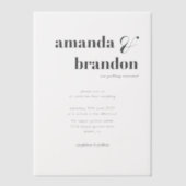 Minimalistische, moderne bruiloftsbruiloft vellum uitnodigingen (Voorkant)