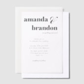 Minimalistische, moderne bruiloftsbruiloft vellum uitnodigingen (Offset)