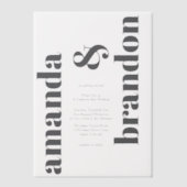 Minimalistische, moderne bruiloftsbruiloft vellum uitnodigingen (Voorkant)