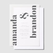 Minimalistische, moderne bruiloftsbruiloft vellum uitnodigingen (Offset)