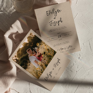 Minimalistische moderne cacao crème foto Boho brui Kaart