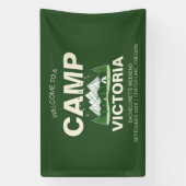 Minimalistische moderne Camp Bachelorette Party Spandoek (Verticaal)