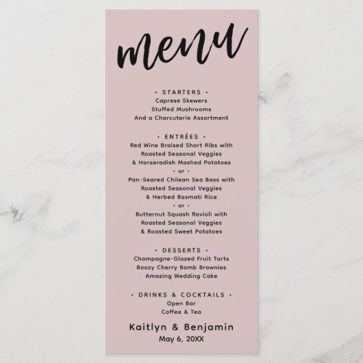 Minimalistische moderne casual typografie stoffig menu (Voorkant)