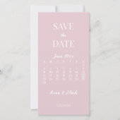 Minimalistische Moderne Champagnetroze Kalender Save The Date (Voorkant)