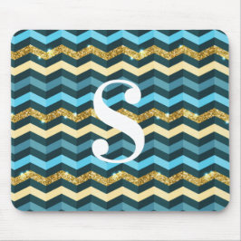 Minimalistische moderne chevron glinsterend monogr muismat