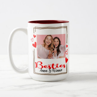 Minimalistische Moderne Chic Beste Vrienden BFF Fo Tweekleurige Koffiemok
