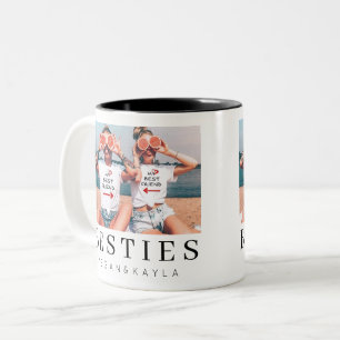Minimalistische Moderne Chic Beste Vrienden BFF Fo Tweekleurige Koffiemok