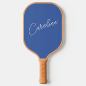 Minimalistische moderne chic calligrafie naam blau pickleball paddle (Voorkant)