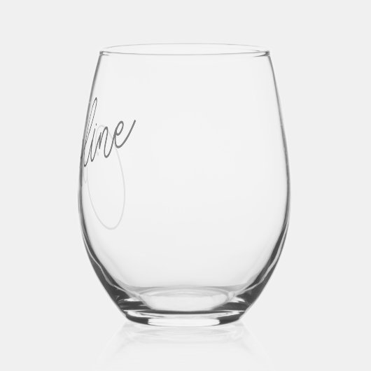 Minimalistische Moderne Chic Calligrafie Naam Cust Wijnglas Zonder Voet (Links)
