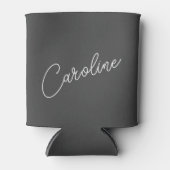 Minimalistische moderne chic calligrafie naam zwar blikjeskoeler (Voorkant)