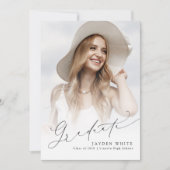 Minimalistische moderne chic script afstudeerfoto kaart (Voorkant)