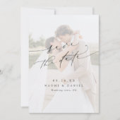 Minimalistische moderne chic script elegante foto save the date (Voorkant)