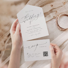 Minimalistische Moderne Chic Script Elegante Trouw All In One Uitnodiging