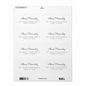 Minimalistische moderne chic verzendadreslabel etiket (Full Sheet)