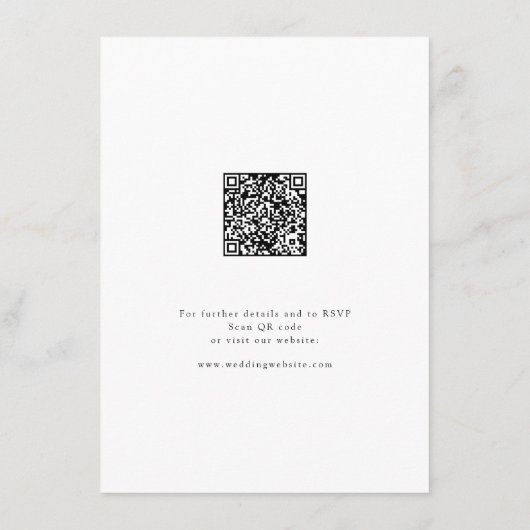 Minimalistische moderne chique script bruiloft det informatiekaartje (Achterkant)