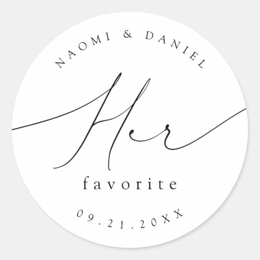 Minimalistische moderne chique script bruiloft haa ronde sticker (Voorkant)