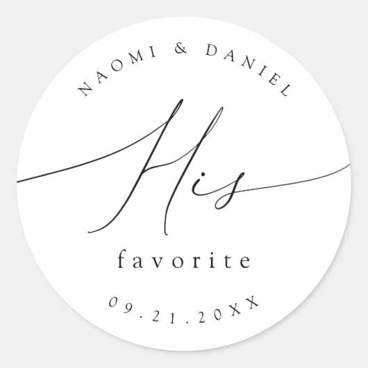 Minimalistische moderne chique script bruiloft zij ronde sticker (Voorkant)