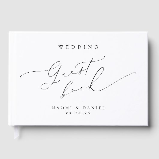 Minimalistische moderne chique script elegante bru gastenboek (Voorkant)
