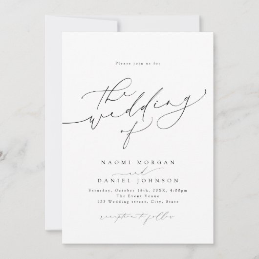 Minimalistische moderne chique script elegante bru kaart (Voorkant)